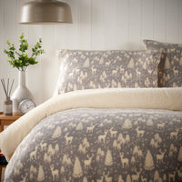 Woodland Animals Teddy Fleece Duvet Set with Reversible Sherpa Winter Bedding Comforter in Single Double King Sizes by OLIVIA ROCCO Duvet Cover