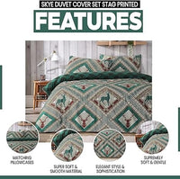 Stag Printed Reversible Polycotton Duvet Cover Set in Single Double King Sizes Skye Collection by OLIVIA ROCCO Duvet Cover