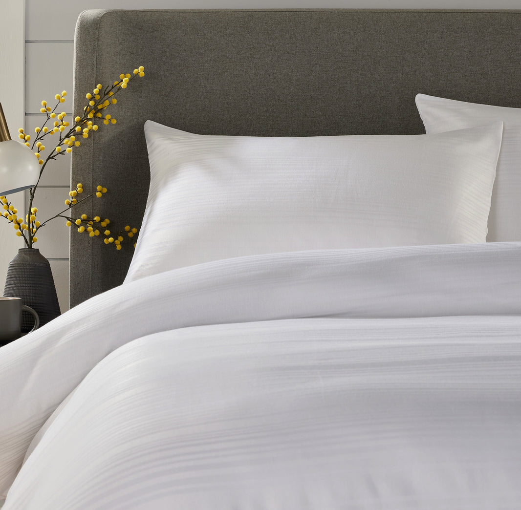 Stripe Jacquard Reversible Cotton Blend Duvet Cover Set with Pillowcases Luxurious Eco-Friendly Bedding for Master and Guest Bedrooms Multiple Sizes and Colours by OLIVIA ROCCO Duvet Cover