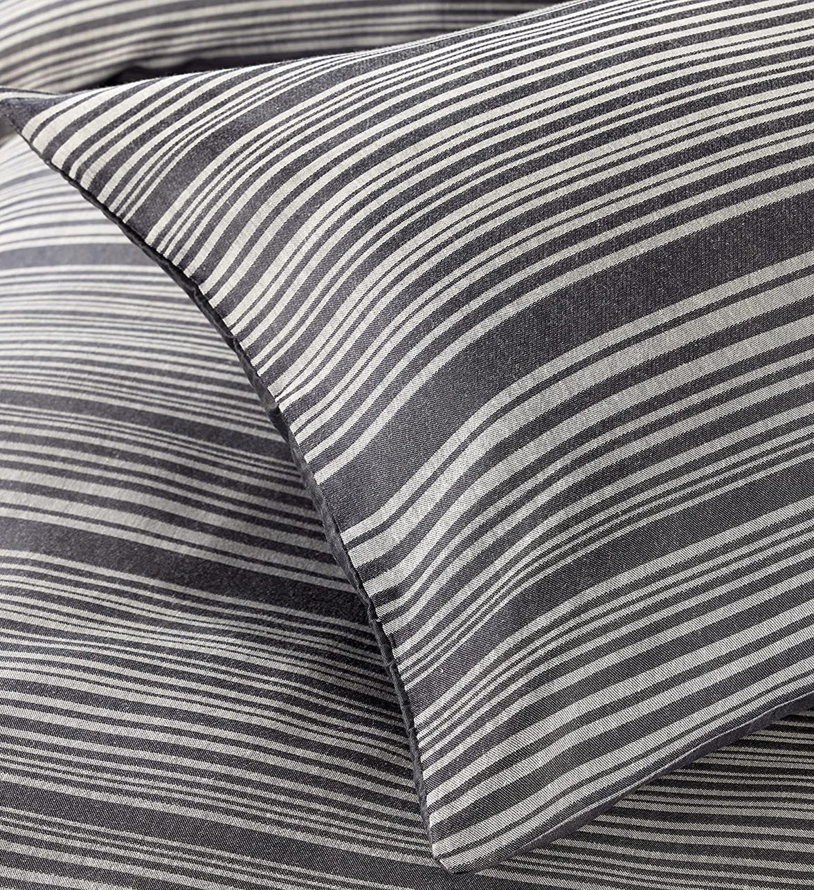 Stripe Jacquard Reversible Cotton Blend Duvet Cover Set with Pillowcases Luxurious Eco-Friendly Bedding for Master and Guest Bedrooms Multiple Sizes and Colours by OLIVIA ROCCO Duvet Cover