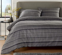 Stripe Jacquard Reversible Cotton Blend Duvet Cover Set with Pillowcases Luxurious Eco-Friendly Bedding for Master and Guest Bedrooms Multiple Sizes and Colours by OLIVIA ROCCO GREY / SINGLE Duvet Cover