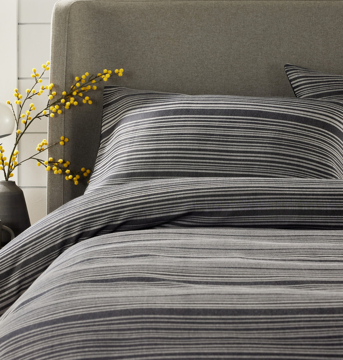 Stripe Jacquard Reversible Cotton Blend Duvet Cover Set with Pillowcases Luxurious Eco-Friendly Bedding for Master and Guest Bedrooms Multiple Sizes and Colours by OLIVIA ROCCO Duvet Cover