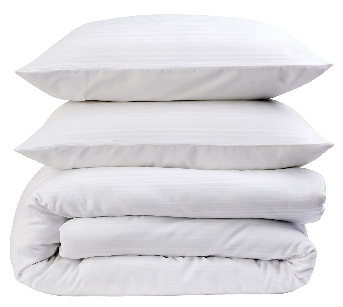 Stripe Jacquard Reversible Cotton Blend Duvet Cover Set with Pillowcases Luxurious Eco-Friendly Bedding for Master and Guest Bedrooms Multiple Sizes and Colours by OLIVIA ROCCO Duvet Cover