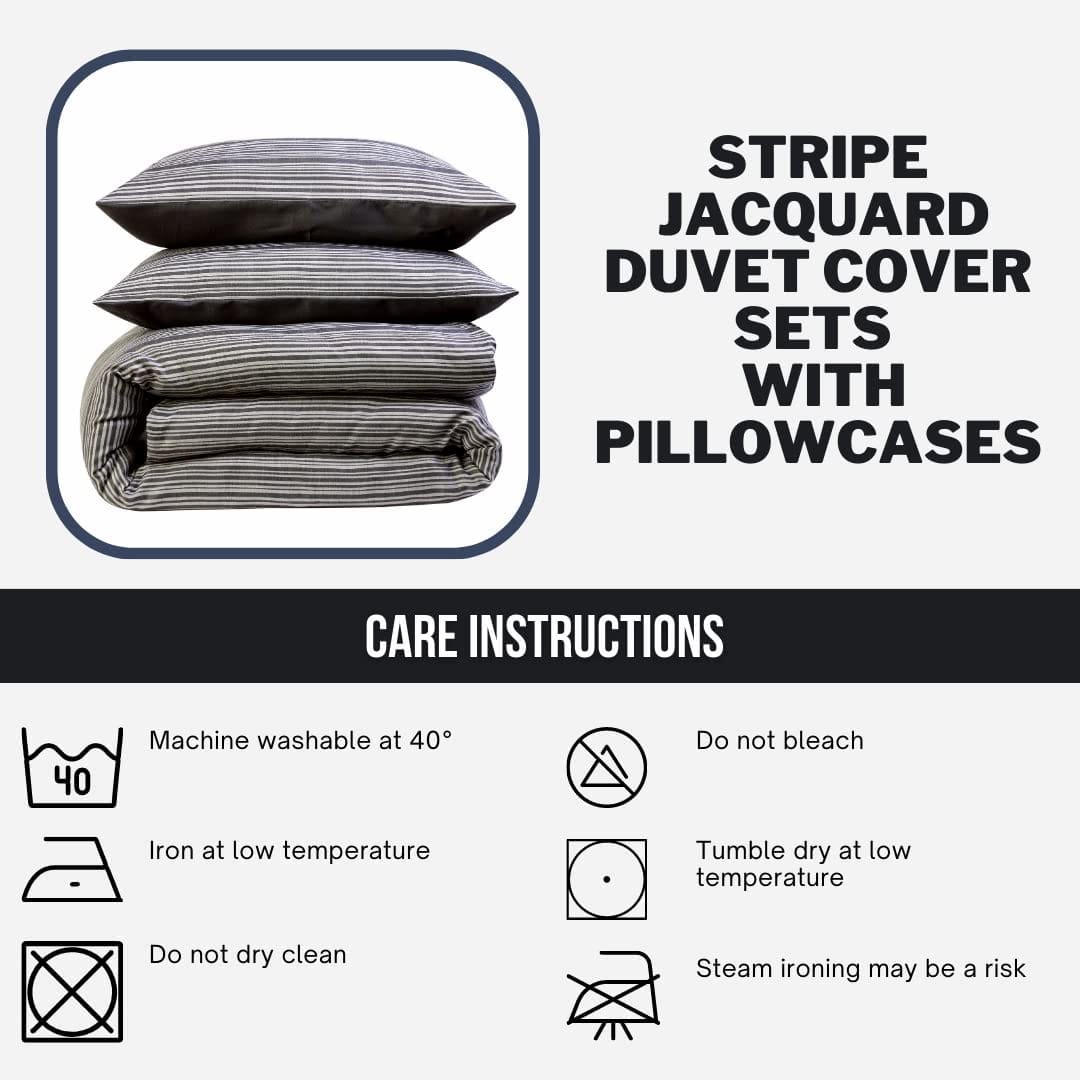 Stripe Jacquard Reversible Cotton Blend Duvet Cover Set with Pillowcases Luxurious Eco-Friendly Bedding for Master and Guest Bedrooms Multiple Sizes and Colours by OLIVIA ROCCO Duvet Cover