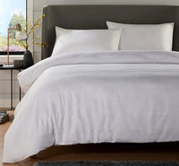 Stripe Jacquard Reversible Cotton Blend Duvet Cover Set with Pillowcases Luxurious Eco-Friendly Bedding for Master and Guest Bedrooms Multiple Sizes and Colours by OLIVIA ROCCO WHITE / SINGLE Duvet Cover