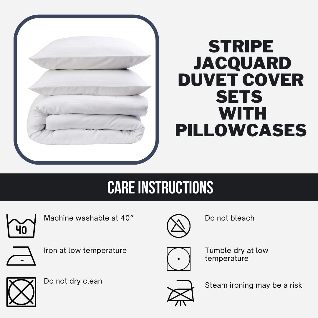 Stripe Jacquard Reversible Cotton Blend Duvet Cover Set with Pillowcases Luxurious Eco-Friendly Bedding for Master and Guest Bedrooms Multiple Sizes and Colours by OLIVIA ROCCO Duvet Cover