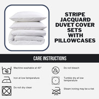 Stripe Jacquard Reversible Cotton Blend Duvet Cover Set with Pillowcases Luxurious Eco-Friendly Bedding for Master and Guest Bedrooms Multiple Sizes and Colours by OLIVIA ROCCO Duvet Cover
