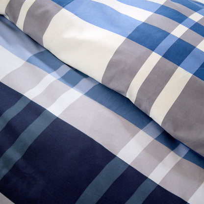 OLIVIA ROCCO Dylan Check Blue Red Printed Reversible Duvet Cover Set Quilted Polyester Blend with Button Closure Single Double King Size Duvet Cover