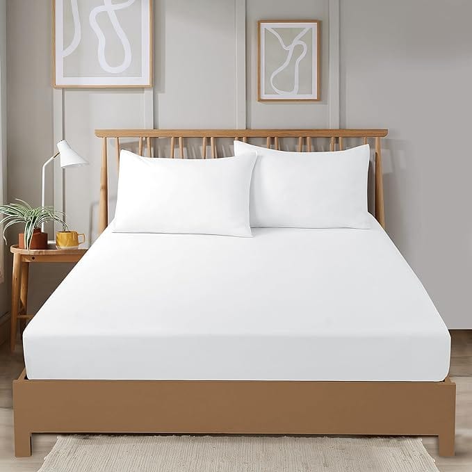 Plain Dye Luxurious Super Soft Fitted Sheets Easy Care Bed Linen Sets Multiple Colours Single Double King 3/4 Sizes by OLIVIA ROCCO SINGLE / WHITE Fitted Sheet