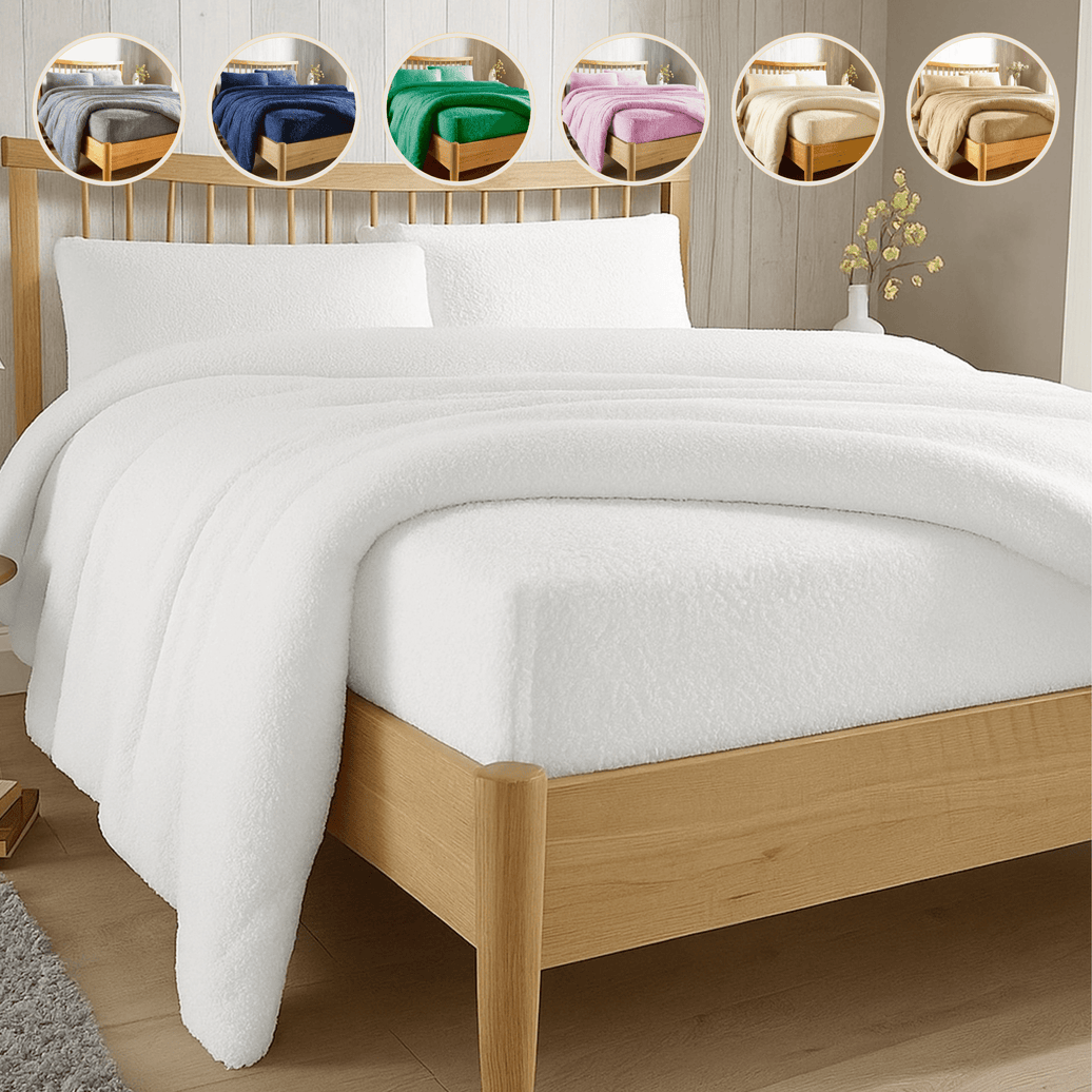 Teddy Fleece Extra Deep Fitted Sheet Plush Super Soft Warm Bedding for Winter Snug Fit Elastic Edges Multiple Sizes Stylish Colours Fluffy Bedding by OLIVIA ROCCO Fitted Sheet
