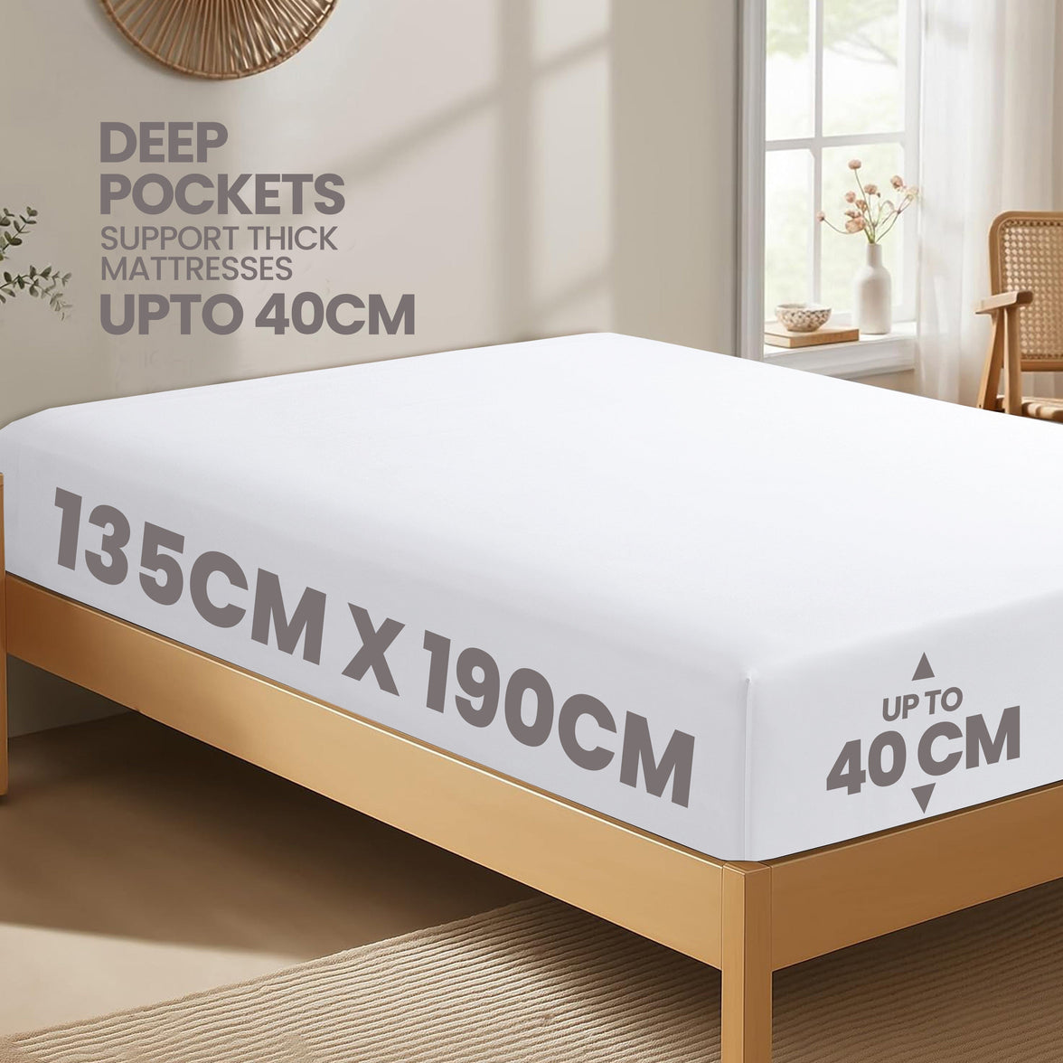 2 Pack Extra Deep Fitted Sheets 16 Inch 40cm Soft Brushed Microfibre Easy Care Bottom Sheet by OLIVIA ROCCO Fitted Sheet