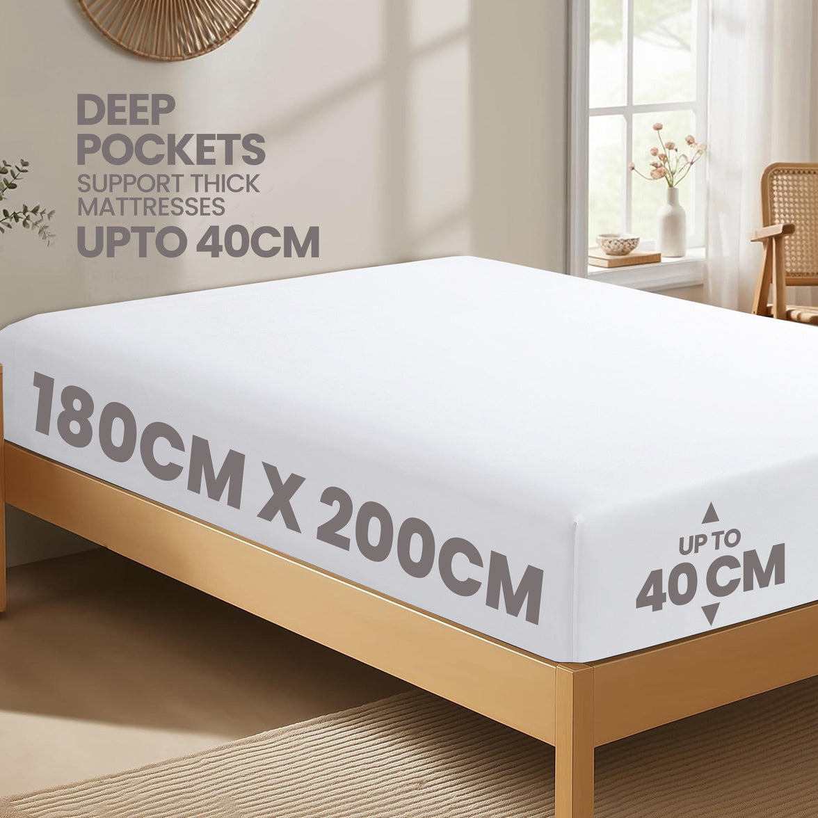 2 Pack Extra Deep Fitted Sheets 16 Inch 40cm Soft Brushed Microfibre Easy Care Bottom Sheet by OLIVIA ROCCO Fitted Sheet