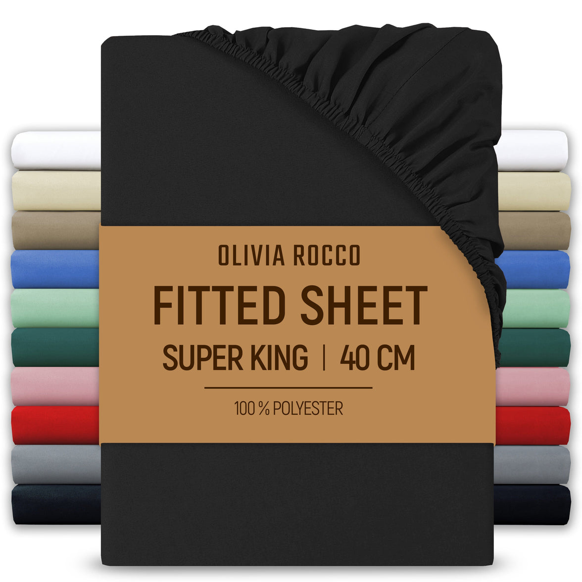 Extra Deep Pocket Fitted Sheet Soft Brushed Microfibre Fabric Shrink Fade Resistant Easy Care Bedding by Olivia Rocco Black / Superking Fitted Sheet
