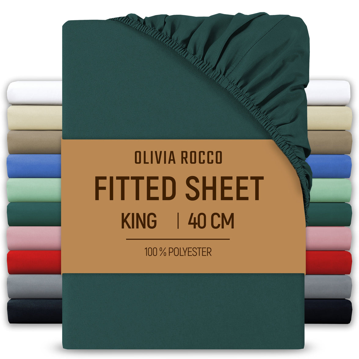 Extra Deep Pocket Fitted Sheet Soft Brushed Microfibre Fabric Shrink Fade Resistant Easy Care Bedding by Olivia Rocco Teal / King Fitted Sheet