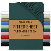 Extra Deep Pocket Fitted Sheet Soft Brushed Microfibre Fabric Shrink Fade Resistant Easy Care Bedding by Olivia Rocco Teal / Superking Fitted Sheet