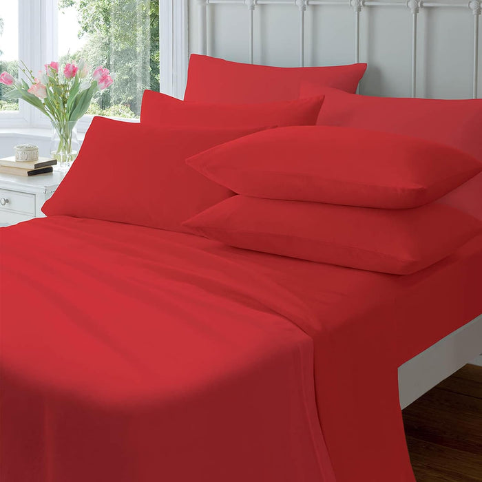 Luxurious Brushed Cotton Easycare Flannelette Fitted Sheets Super Soft Elastic-Fitted Design for Warm Comfortable Sleep Multiple Sizes by OLIVIA ROCCO RED / SINGLE Fitted Sheet