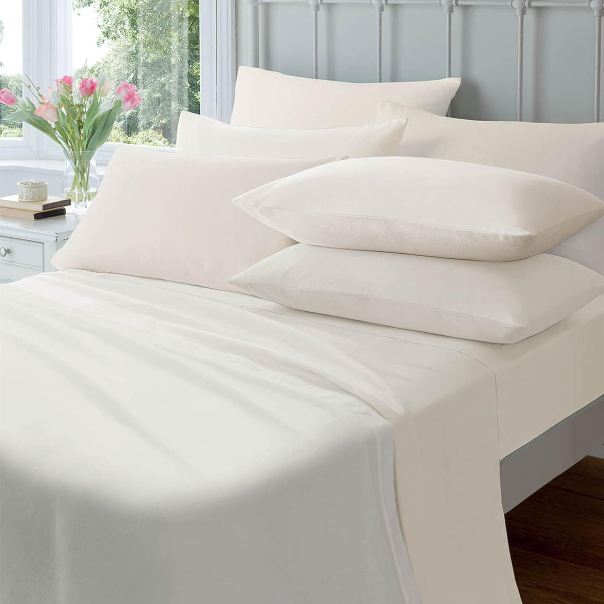 Luxurious Brushed Cotton Easycare Flannelette Fitted Sheets Super Soft Elastic-Fitted Design for Warm Comfortable Sleep Multiple Sizes by OLIVIA ROCCO CREAM / SINGLE Fitted Sheet