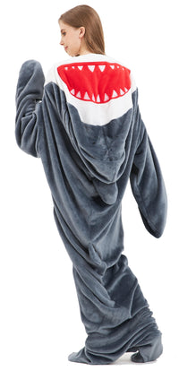 Oversized Shark Animal Wearable Blanket Hoodie Soft Fleece Hooded Blanket with Sleeves Warm Winter Loungewear by OLIVIA ROCCO SHARK Hooded Blanket