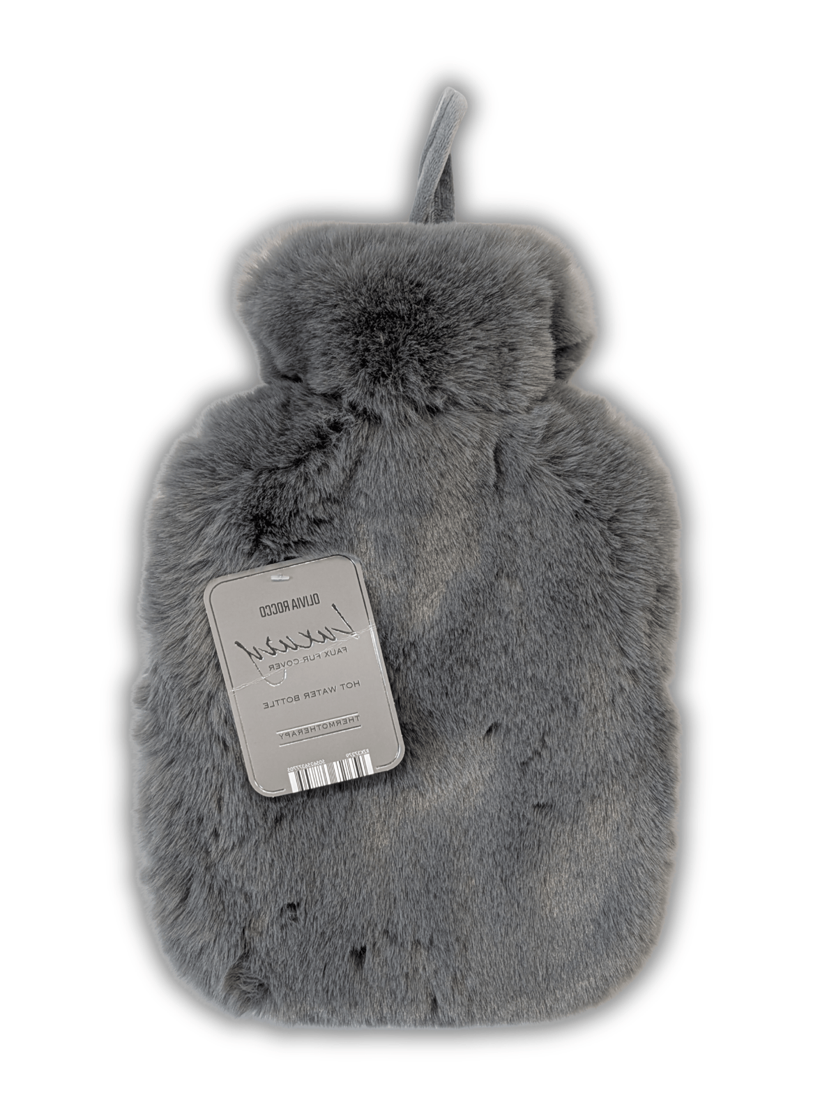 Faux Fur Super Soft Covered 2 Litre Luxury Hot Water Bottle for Thermotherapy Durable Natural Rubber UK Safe Tested for Winter Warmth Ideal Gift for Adults Kids by OLIVIA ROCCO CHARCOAL Hot Water Bottle