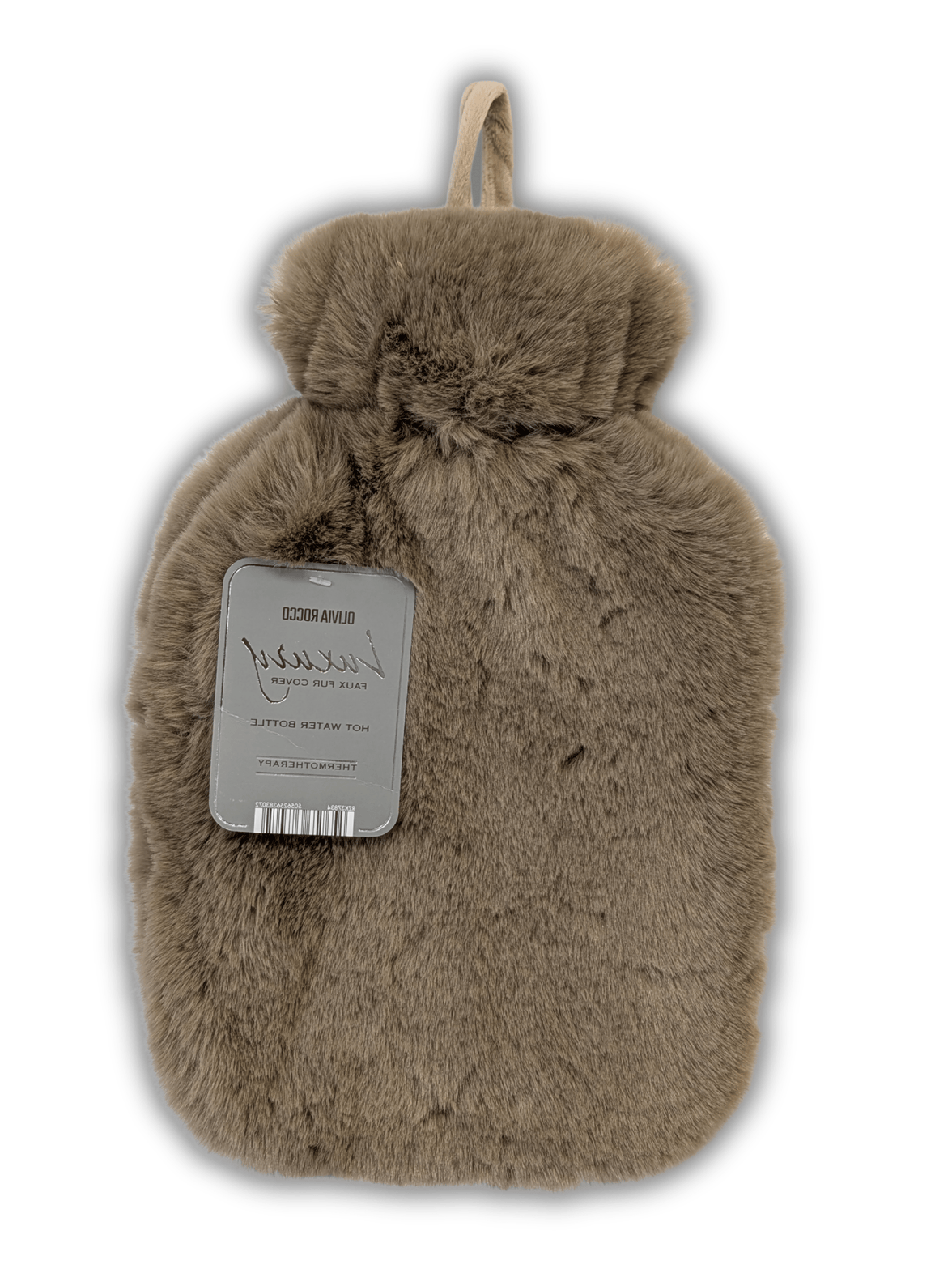 Faux Fur Super Soft Covered 2 Litre Luxury Hot Water Bottle for Thermotherapy Durable Natural Rubber UK Safe Tested for Winter Warmth Ideal Gift for Adults Kids by OLIVIA ROCCO TAUPE Hot Water Bottle