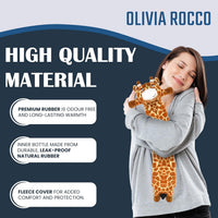 Extra Long Hot Water Bottle with Super Soft Unicorn Pug Cover 72 cm Thermotherapy 2L Pure Natural Rubber Winter Gift by Olivia Rocco Giraffe Hot Water Bottle
