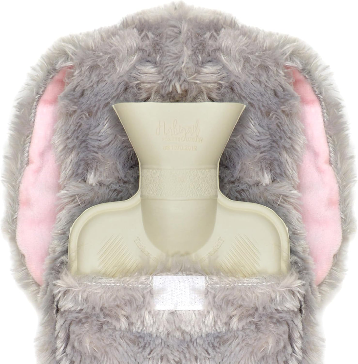 Novelty Animal Grey Bunny Hot Water Bottle with Fluffy Cover, 1L Natural Rubber Hot Water Bag for Kids and Adults Olivia Rocco Grey Bunny Hot Water Bottle