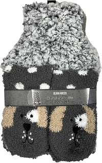 Hot Water Bottle & Socks Set Animal Design with Cover 1L Natural Rubber Thermotherapy Long Lasting Warm Winter Gift by Olivia Rocco Dog Hot Water Bottle