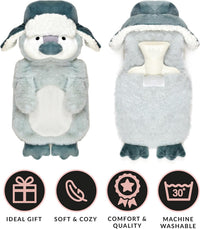 Novelty Animal Penguin Trapper Hot Water Bottle with Fluffy Cover, 1L Natural Rubber Hot Water Bag for Kids and Adults Olivia Rocco (Copy) Penguin Trapper Hot Water Bottle