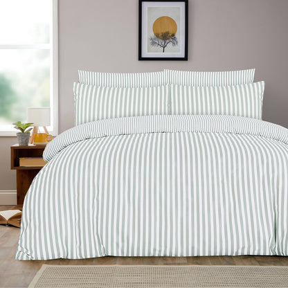 OLIVIA ROCCO Malham Stripe Duvet Cover Set Soft Microfibre Bedding with Pillowcase Duvet Cover