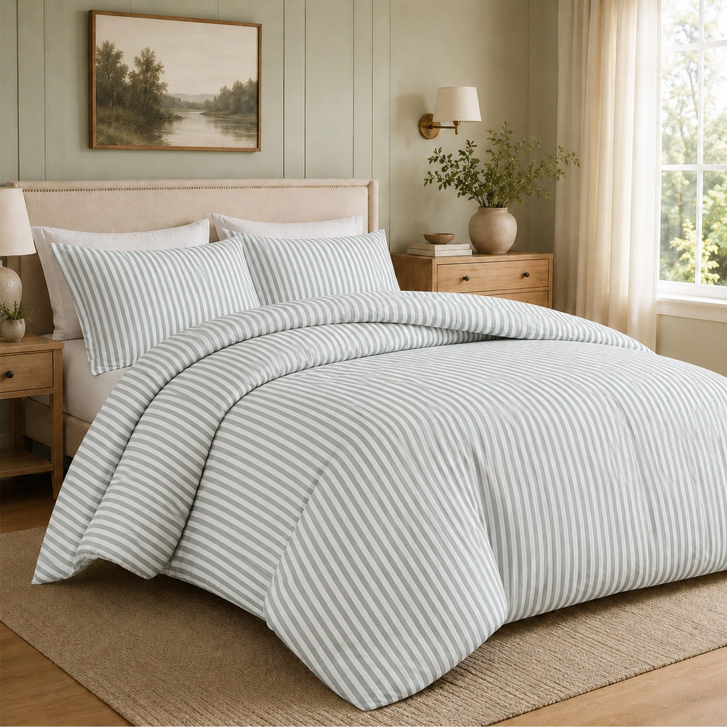 OLIVIA ROCCO Malham Stripe Duvet Cover Set Soft Microfibre Bedding with Pillowcase GREY / SINGLE Duvet Cover