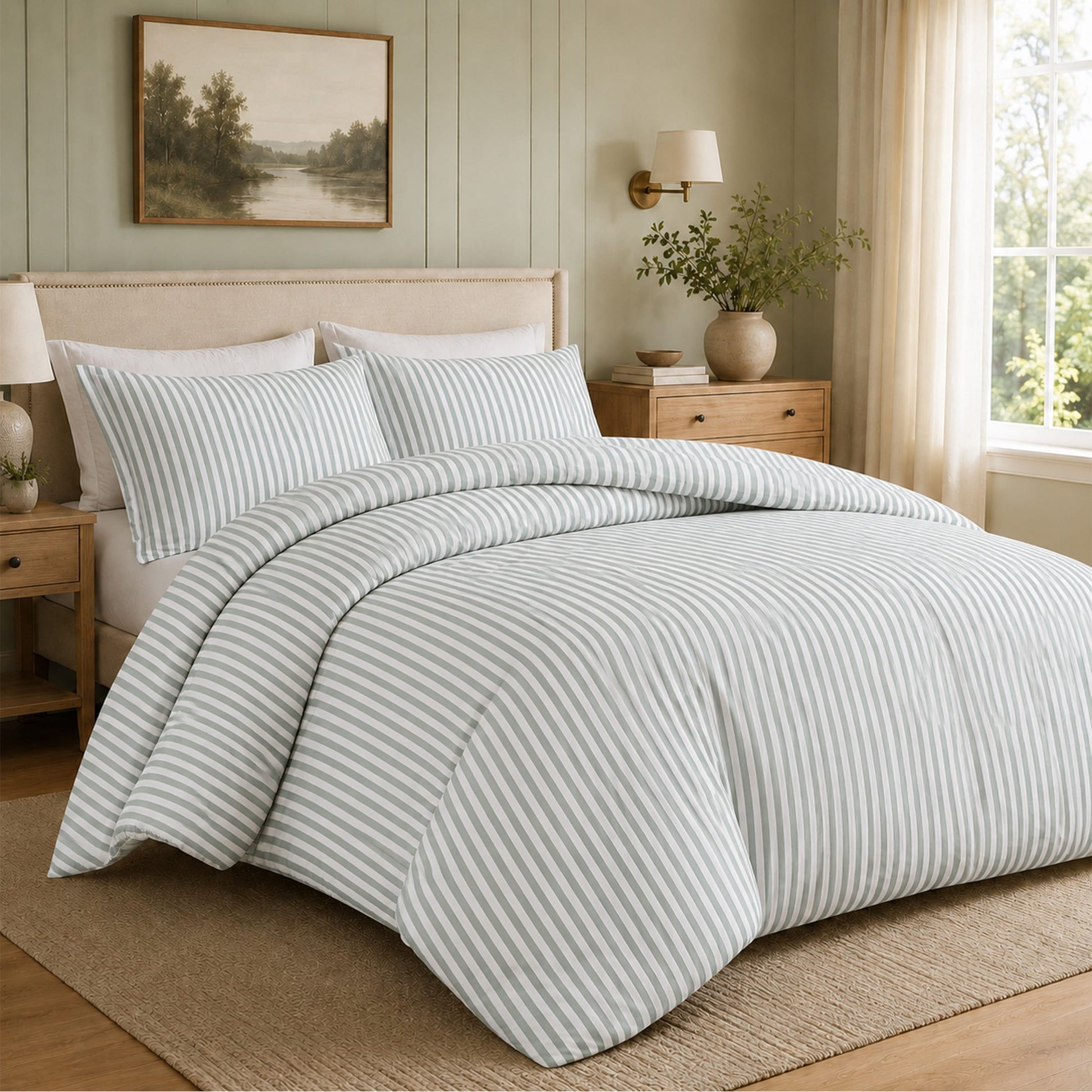 OLIVIA ROCCO Malham Stripe Duvet Cover Set Soft Microfibre Bedding with Pillowcase GREY / SINGLE Duvet Cover