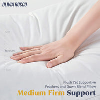 2 Pack Luxury Hotel Quality Duck Feather and Down Pillows Pair Hypoallergenic Premium Filling for Superior Comfort and Support by OLIVIA ROCCO 50x75cm Pillows