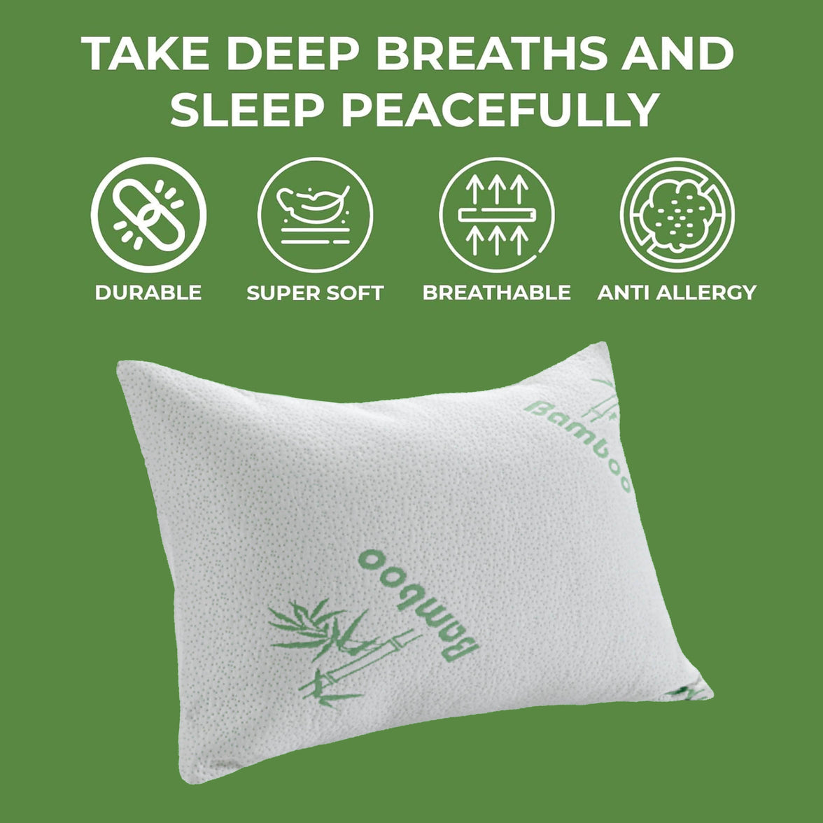 Bamboo Memory Foam Pillow Hypoallergenic Cooling Luxury Premium Fibre Filling for Superior Comfort and Support by OLIVIA ROCCO 50x75cm Pillows