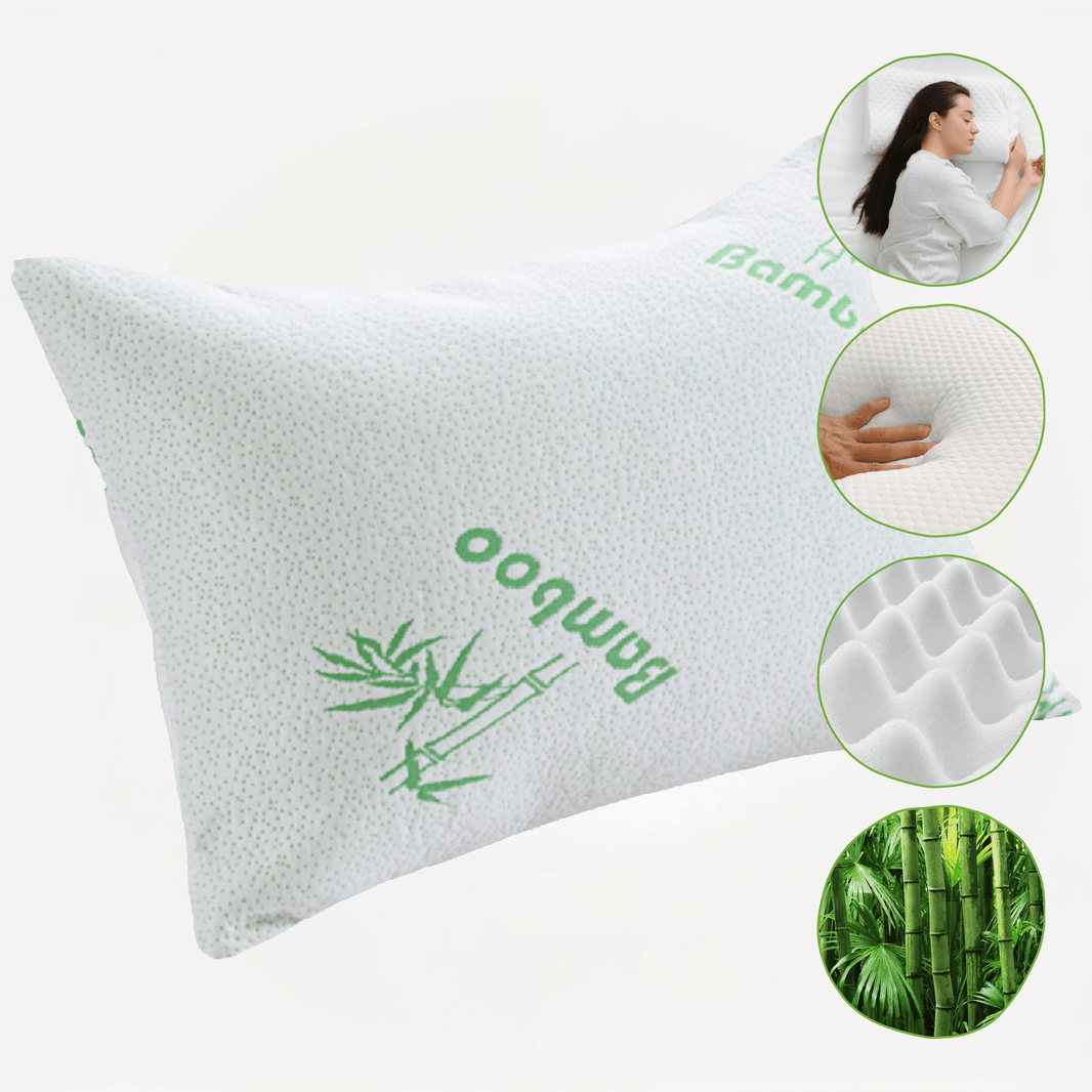 Bamboo Memory Foam Pillow Hypoallergenic Cooling Luxury Premium Fibre Filling for Superior Comfort and Support by OLIVIA ROCCO 50x75CM Pillows