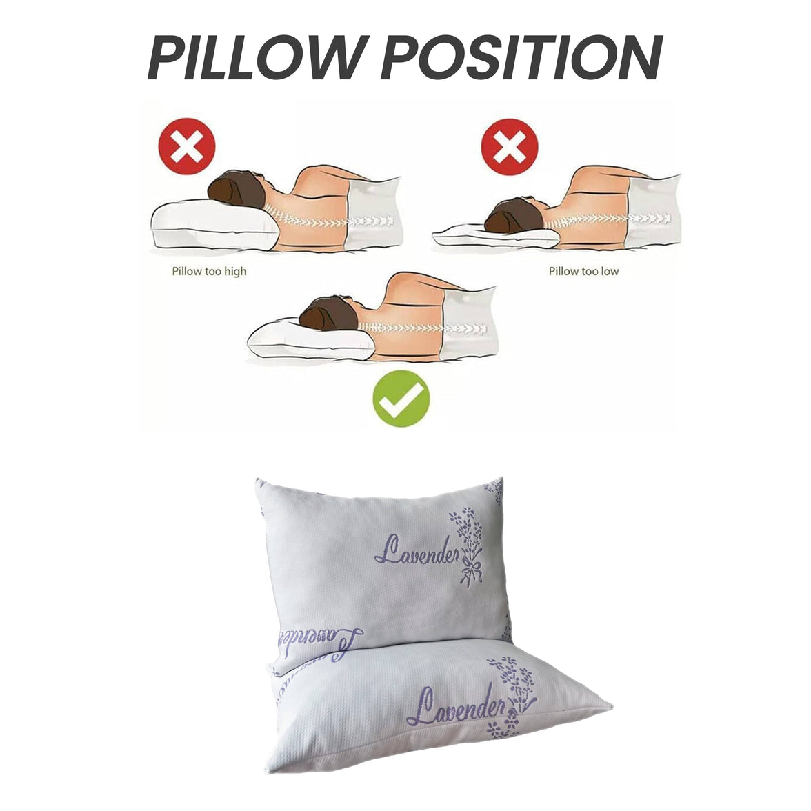 Lavender Infused Unique Hotel Pillow Hypoallergenic Microfibre Luxury Premium Fibre Filling for Superior Comfort and Support by OLIVIA ROCCO 50x75cm Pillows