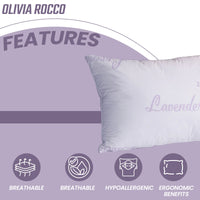Lavender Infused Unique Hotel Pillow Hypoallergenic Microfibre Luxury Premium Fibre Filling for Superior Comfort and Support by OLIVIA ROCCO 50x75cm Pillows