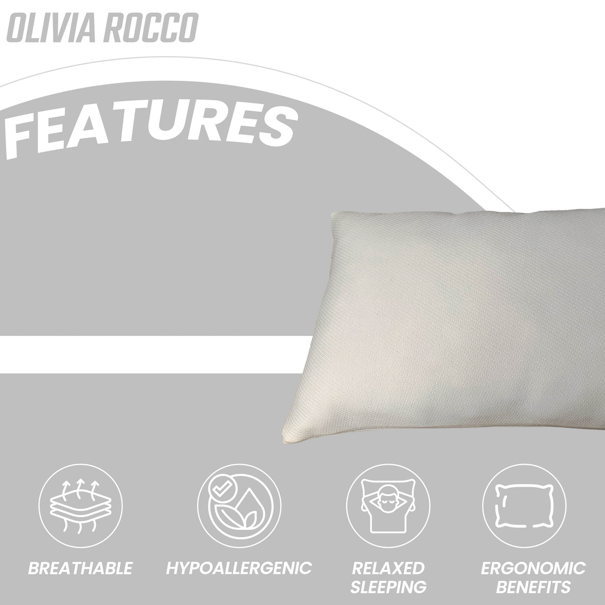 Memory Foam Pillow Medium Luxury Premium Fibre Filling for Superior Comfort and Support by OLIVIA ROCCO 50x75cm Pillows