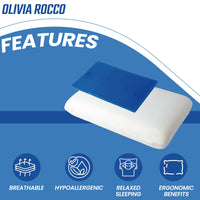 Cooling Gel Memory Foam Pillow Breathable Luxury Premium Fibre Filling for Superior Comfort and Support by OLIVIA ROCCO 60x40x13cm Pillows