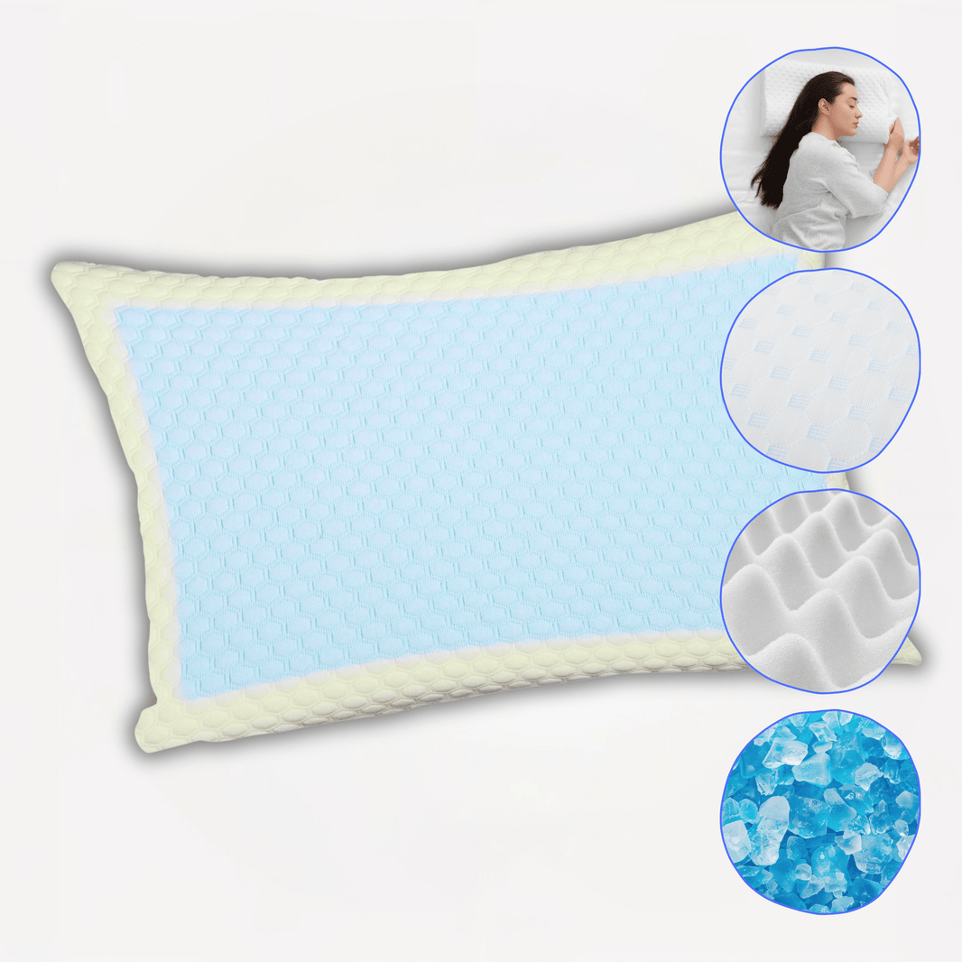 Cooling Gel Memory Foam Pillow Breathable Luxury Premium Fibre Filling for Superior Comfort and Support by OLIVIA ROCCO 60x40x13cm Pillows