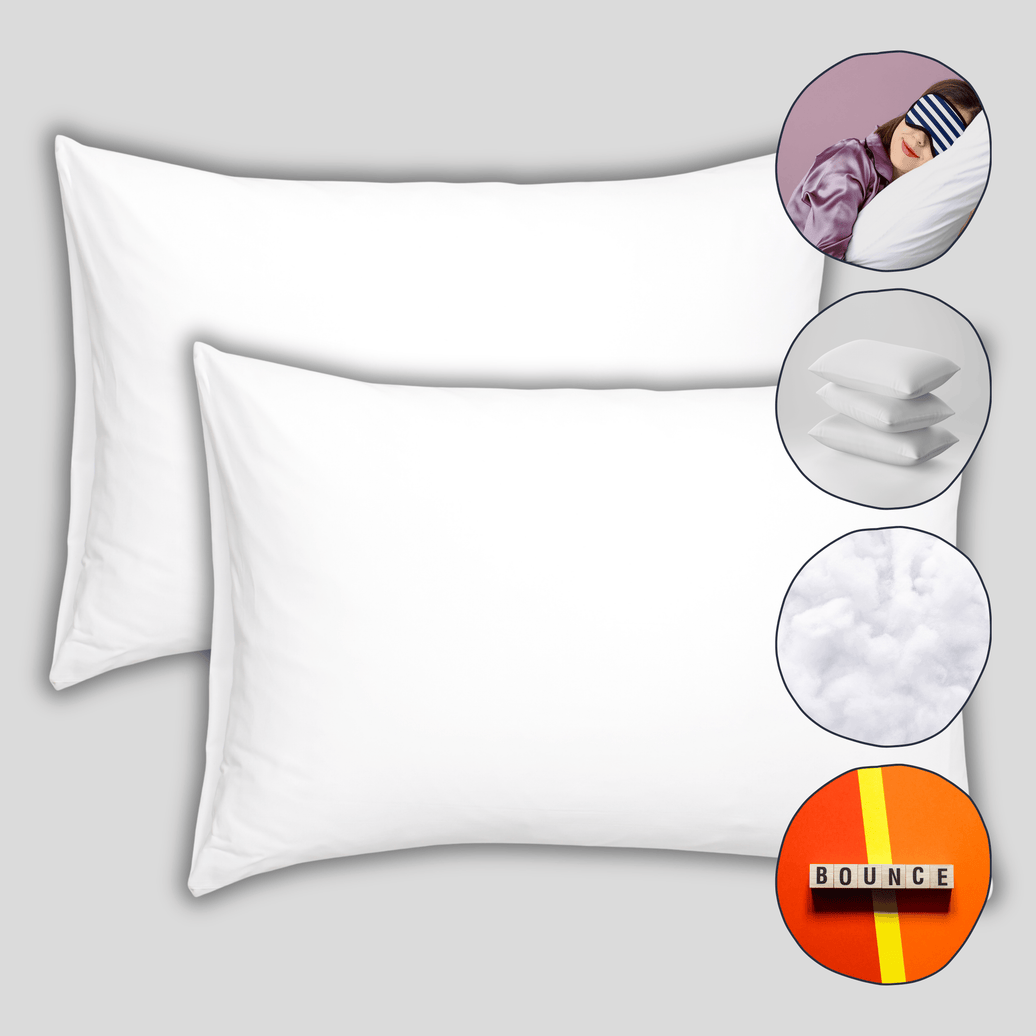 2 Pack Super Bounce Back Pillows Luxury Premium Fibre Filling for Superior Comfort and Support by OLIVIA ROCCO WHITE / 72 x 46 CM Pillows