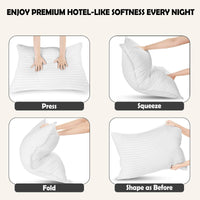 2 Pack Luxury Hotel Pillows Hypoallergenic Hollowfibre Soft Medium Support for Comfortable Sleep by OLIVIA ROCCO WHITE / 75 x 50 CM Pillows