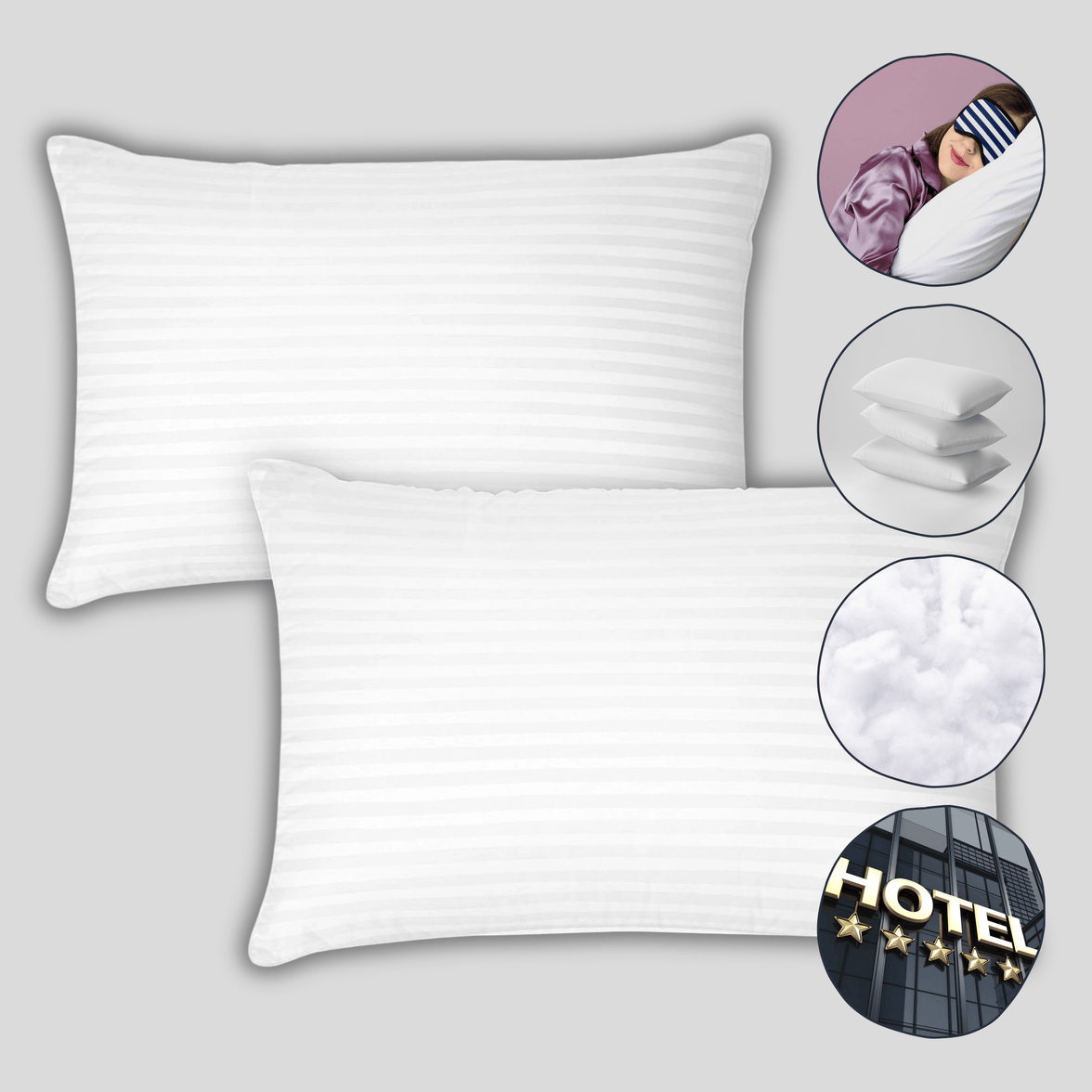 2 Pack Luxury Hotel Pillows Hypoallergenic Hollowfibre Soft Medium Support for Comfortable Sleep by OLIVIA ROCCO WHITE / 75 x 50 CM Pillows