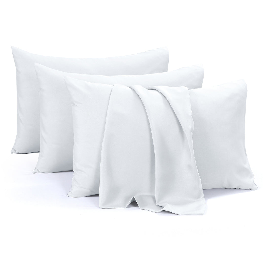 4 Pack Pillowcases Standard 50 x 75 cm Soft Brushed Microfiber Pillow Covers Envelope Closure Wrinkle Set by Olivia Rocco White Pillows