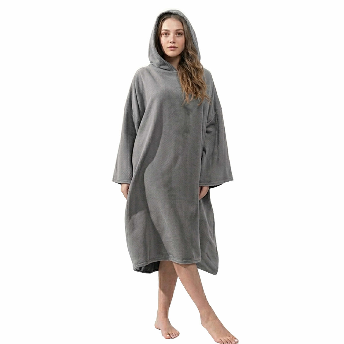 OLIVIA ROCCO Womens Poncho Changing Robe for Swim Surf Beach Gym Towels Hooded Large Absorbent Quick Dry Microfibre Towel Robe GREY Poncho