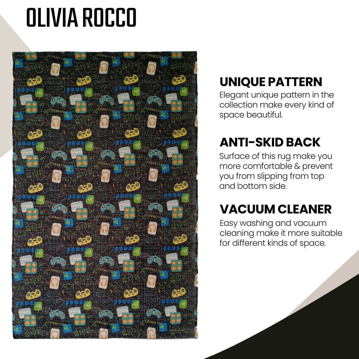 Gamer Printed Rug Modern Non-Slip Soft Durable Floor Rug for Living Room Bedroom Hallway & Office by OLIVIA ROCCO 60 x 90 CM / GAMER Rugs