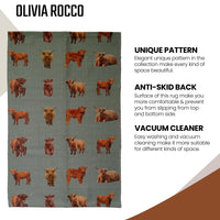 Animal Printed Rug Highland Cow Modern Non-Slip Soft Durable Floor Rug for Living Room Bedroom Hallway & Office by OLIVIA ROCCO 60 x 90 CM / HIGHLAND COW Rugs