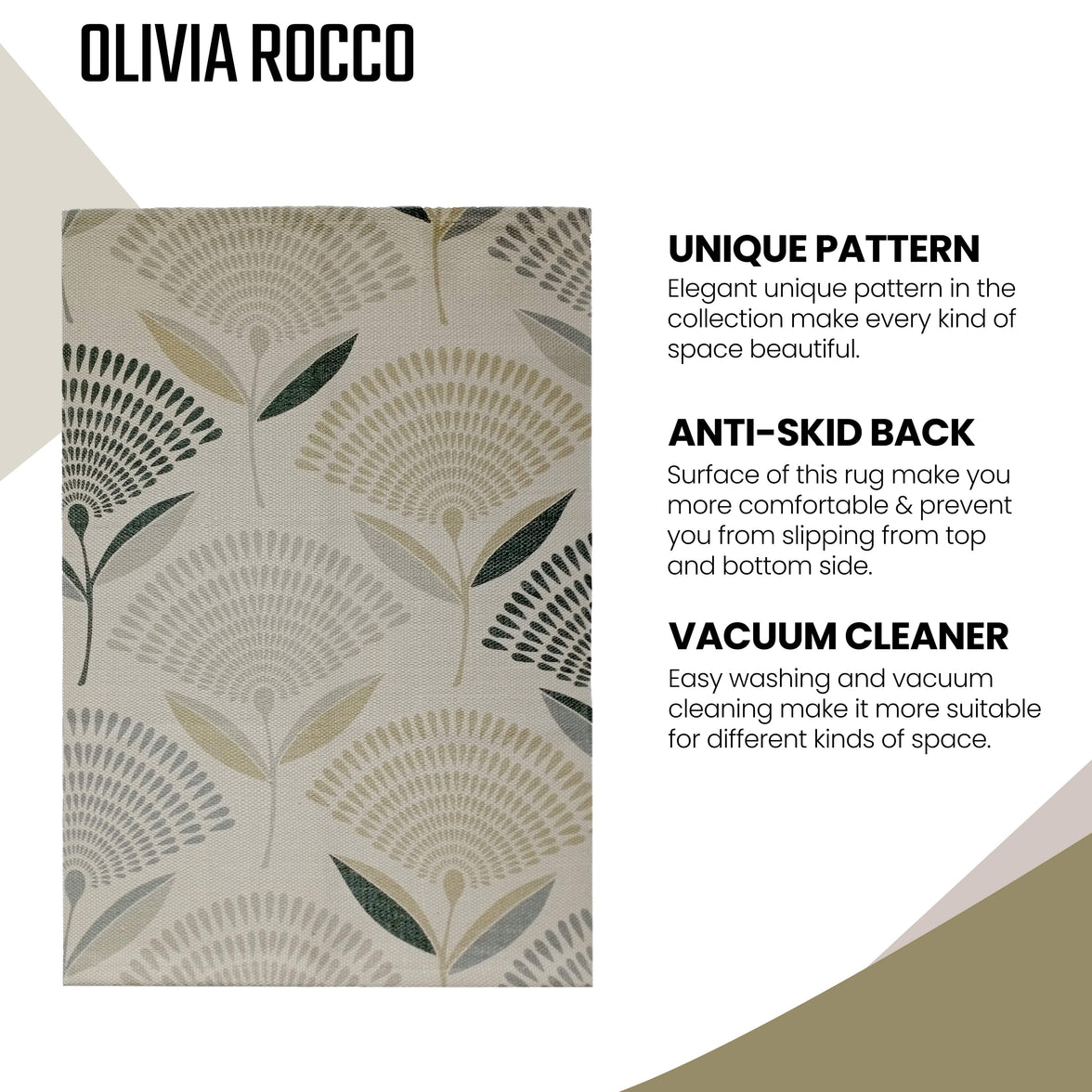 Printed Rug Linnea Design Modern Non-Slip Soft Durable Floor Rug for Living Room Bedroom Office by OLIVIA ROCCO Rugs