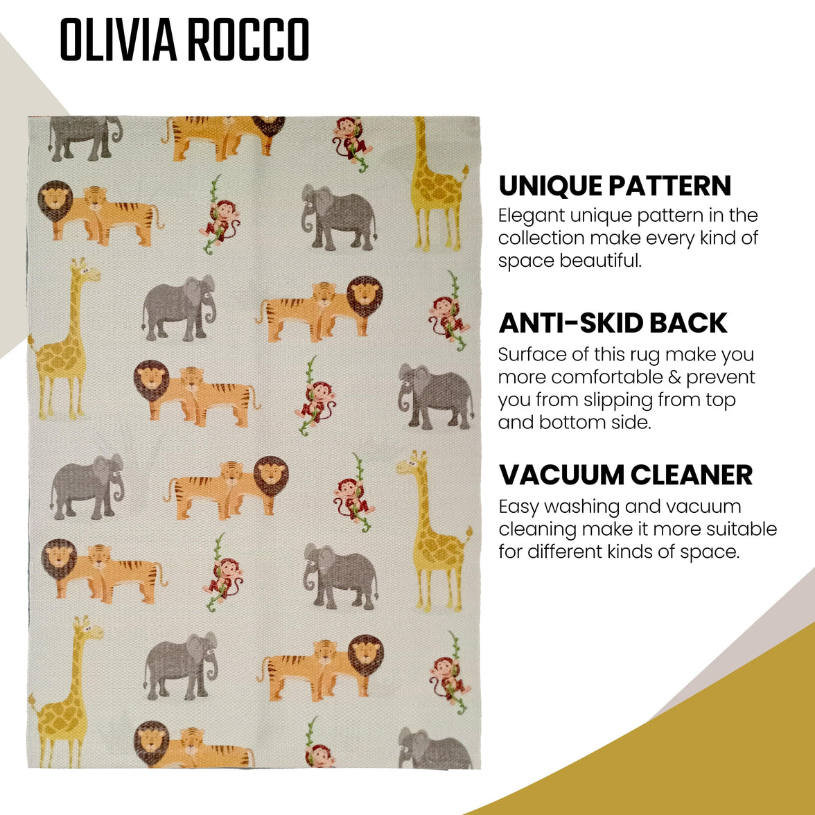Animal Printed Rug Safari Modern Non-Slip Soft Durable Floor Rug for Living Room Bedroom Hallway & Office by OLIVIA ROCCO 60 x 90 CM / SAFARI Rugs