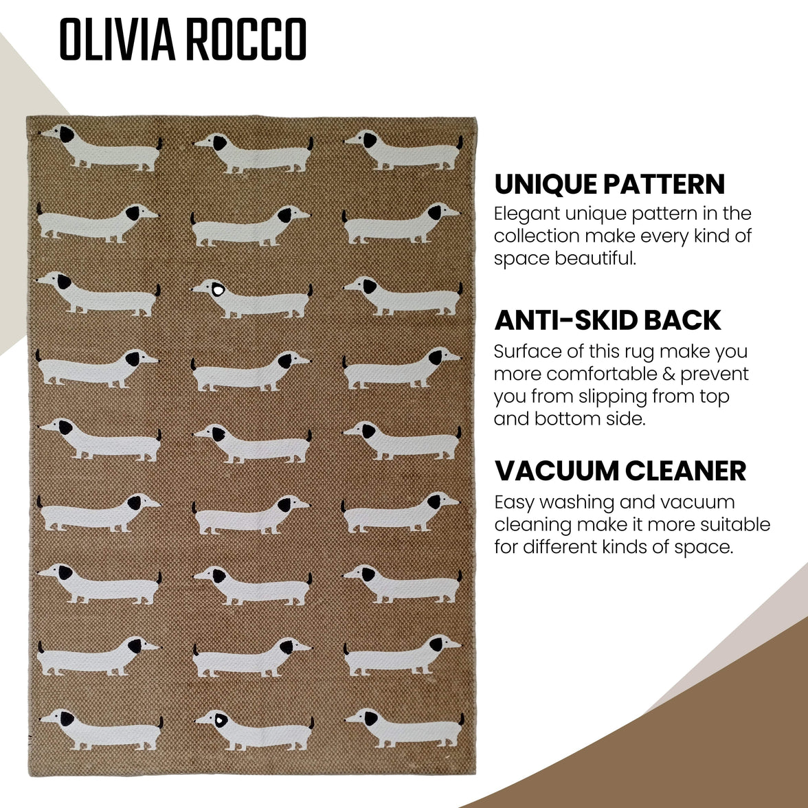 Animal Printed Rug Sausage Dog Modern Non-Slip Soft Durable Floor Rug for Living Room Bedroom Hallway & Office by OLIVIA ROCCO 60 x 90 CM / SAUSAGE DOG Rugs