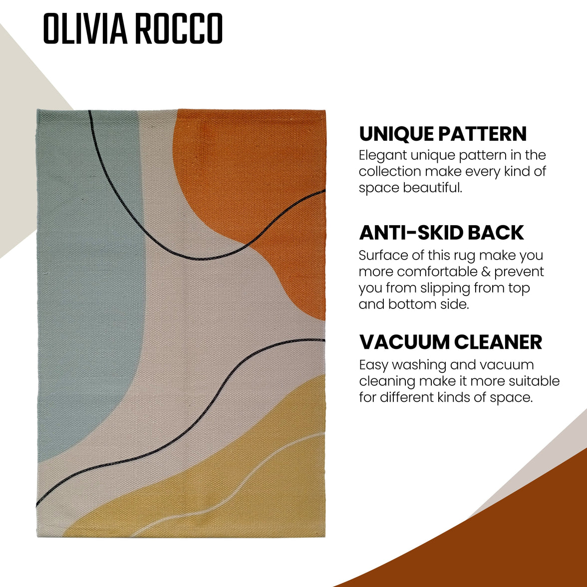 Printed Rug Venus Design Modern Non-Slip Soft Durable Floor Rug for Living Room Bedroom Office by OLIVIA ROCCO Rugs